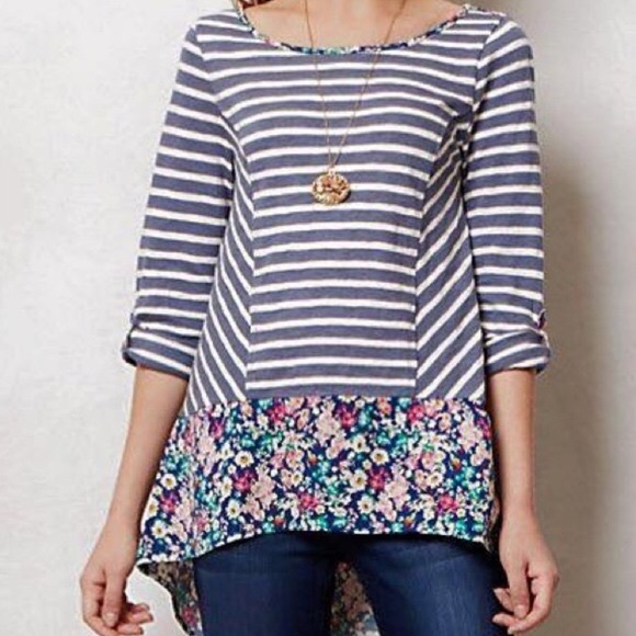 Anthropologie Tops - Anthropologie Postmark striped floral long sleeve